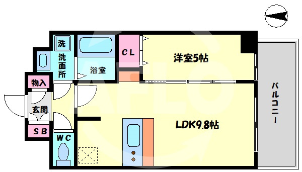 プレサンス扇町駅前の間取り|プレサンス扇町駅前　開放感のある間取り