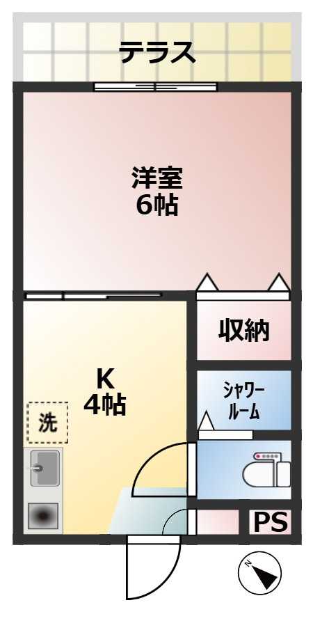 カスタム桜新町　ペット相談　駅近5分　シャワールームの間取り
