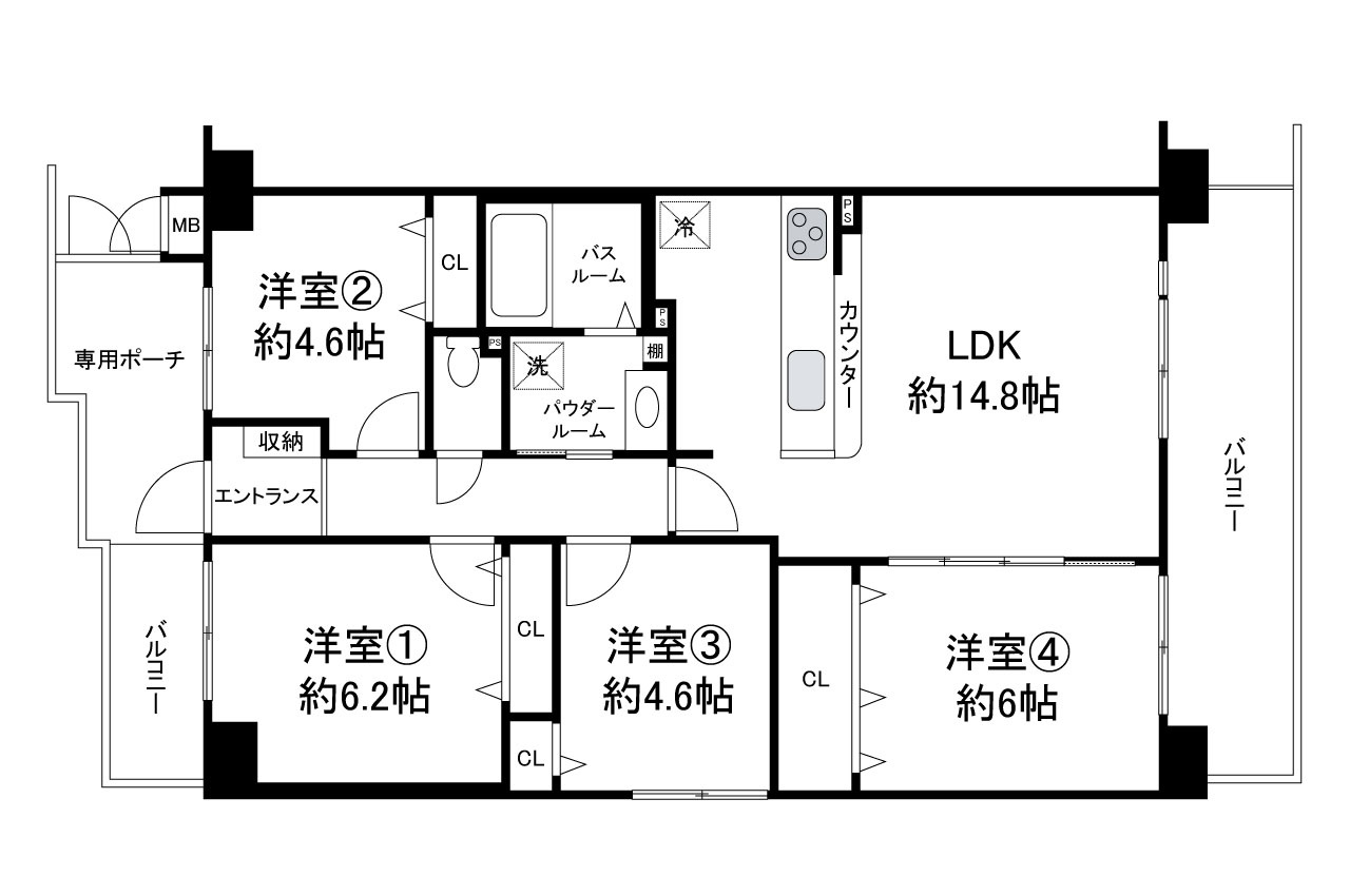 ユニライフ貝塚プラージュの間取り|リフォームプランの詳細はお問合せください。