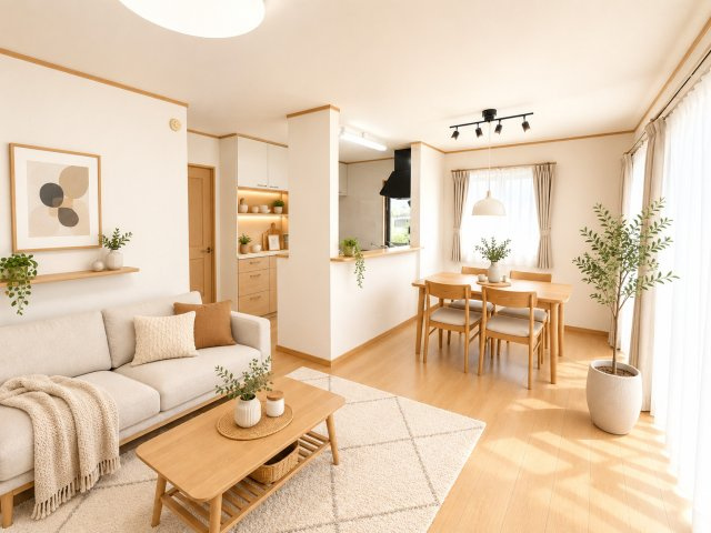 江戸川区北小岩8丁目戸建ての居間・リビング|※CGホームステージング画像です。家具・家電・エアコン・小物等は実際には設置されていません。