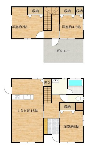 熊本市南区城南町下宮地の中古一戸建の間取り