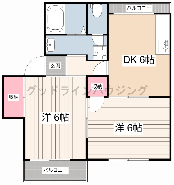 サンハイツ上滝野　B棟の間取り