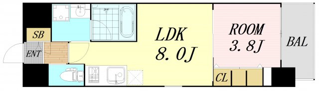 滝川公園プライマリーワン 仲介手数料無料の間取り