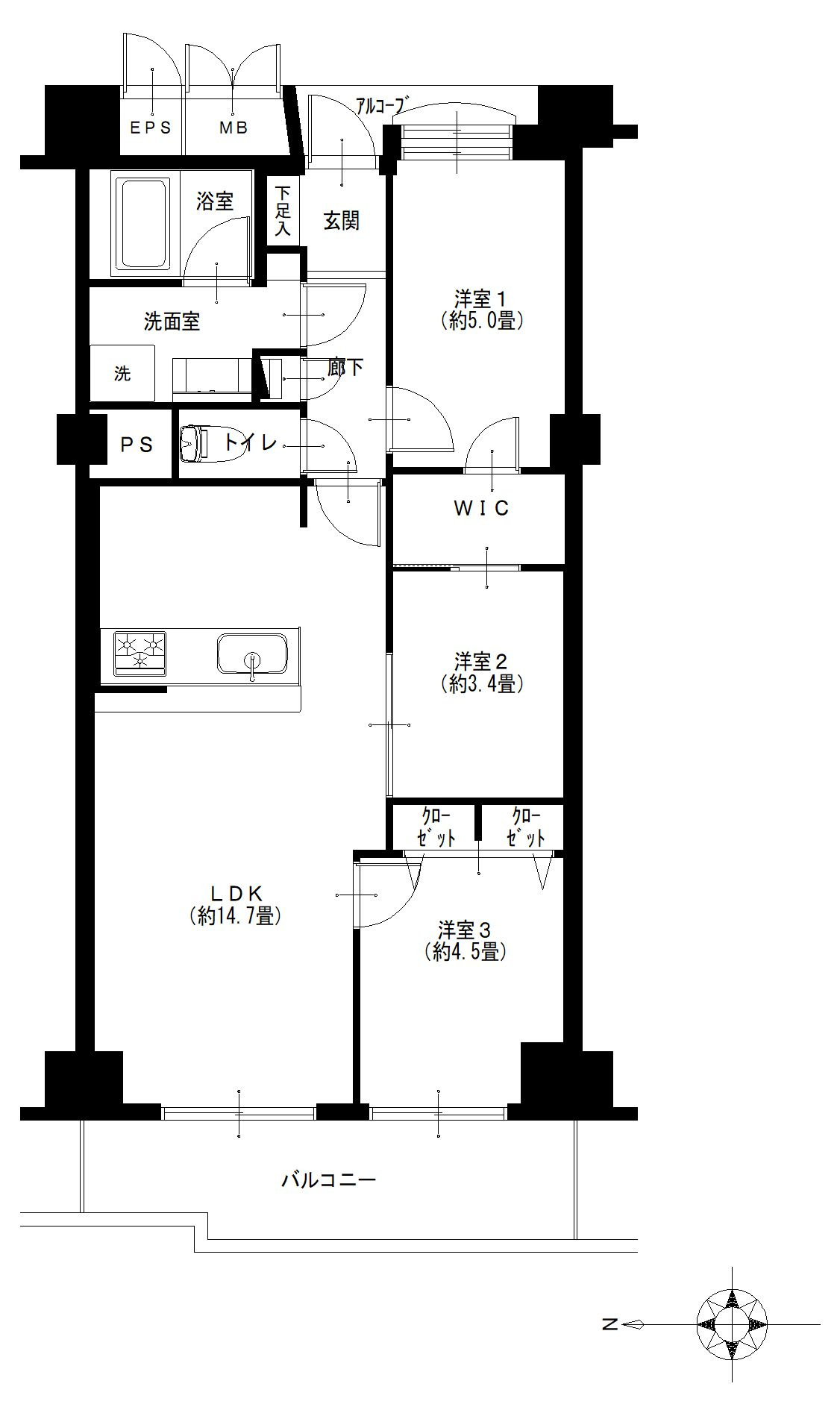 潮路東ハイツ54号棟の間取り