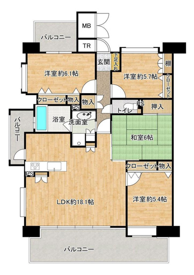 【間取り】 | シティトリエ錦町14階 | 4LDK