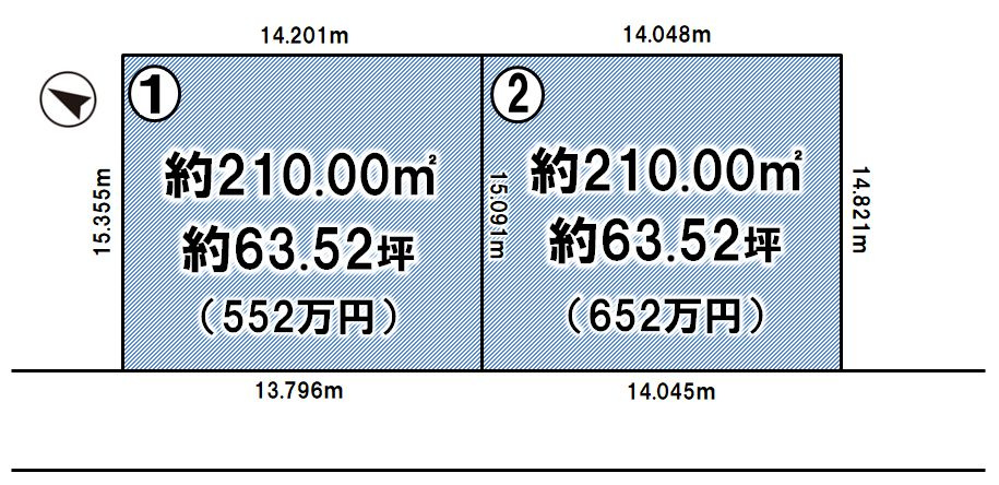 《分譲地》筑西市幸町３丁目　全2区画　の土地図