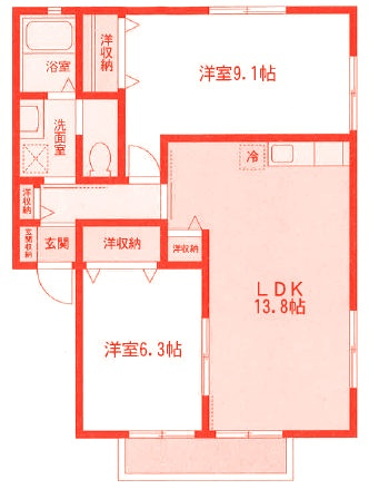 藤沢市善行５丁目のアパートの間取り
