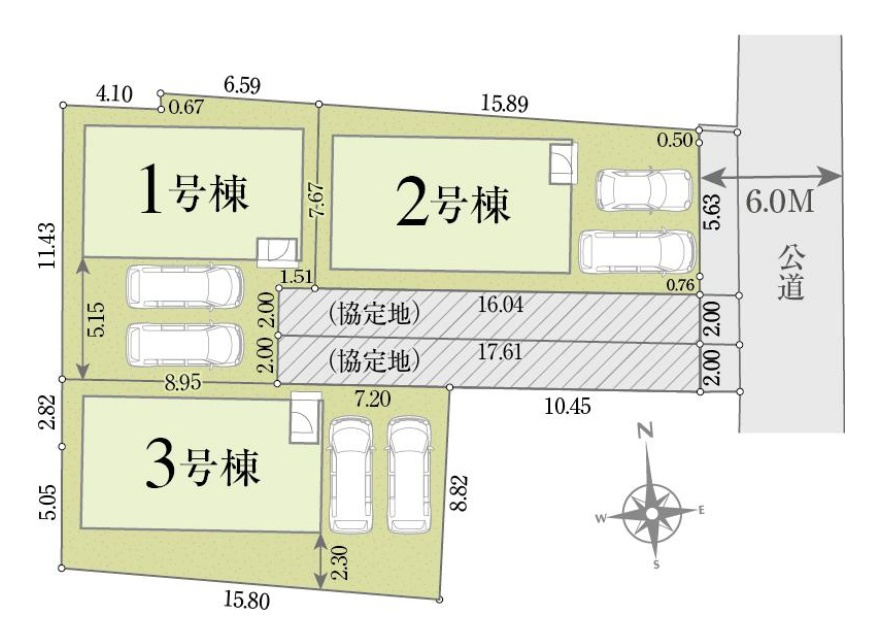 即日案内可能■宇治市宇治妙楽　第25-1期　新築一戸建ての区画図|全３区画