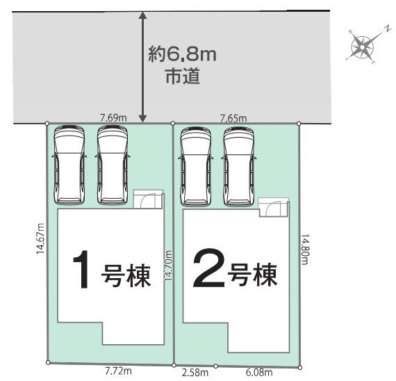★草津市草津町　第1期　新築一戸建ての区画図|全２区画