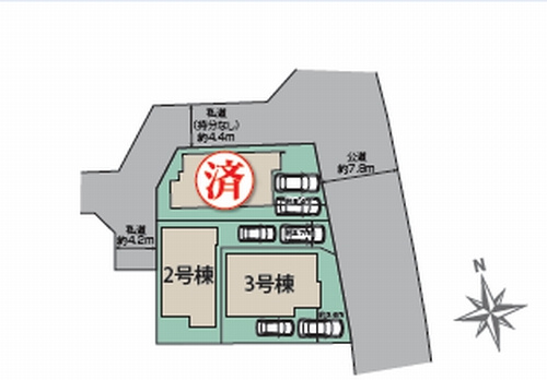 【仲介手数料０円】茅ヶ崎市柳島1丁目　新築一戸建て　全3棟の区画図|【仲介手数料０円】茅ヶ崎市柳島1丁目　新築一戸建て　全3棟
