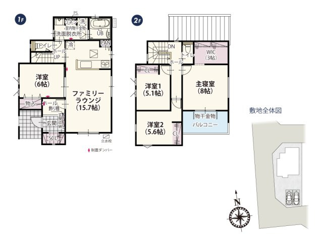 【間取り】 | 玄関ホールを抜けると必ずLDKを通るので家族と自然と顔をあわせる機会が増えます♪ LDKに隣接した洋室はテレワークやお子様のプレイルームなどマルチに使える6帖の広さを設けました！