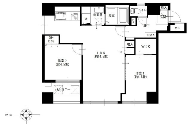 ドムール入谷の間取り|ドムール入谷：西向き角部屋！全居室収納が付いた収納豊富な２ＬＤＫリフォーム物件はフラット３５＆住宅ローン減税利用可能！令和８年１０月末完成予定となっております！
