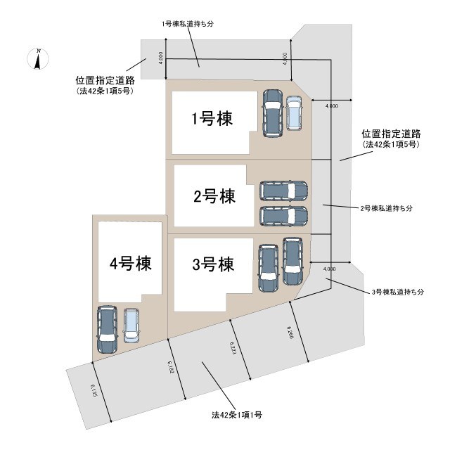 枚方市交北1丁目　新築戸建ての区画図|区画図