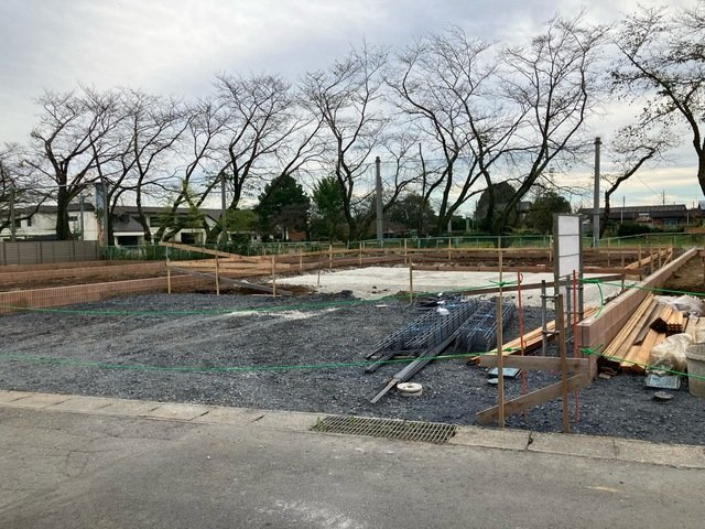 リーブルガーデン  笠間市岩間駅西　第4　2の前面道路含む現地写真|2027年1月完成予定です。