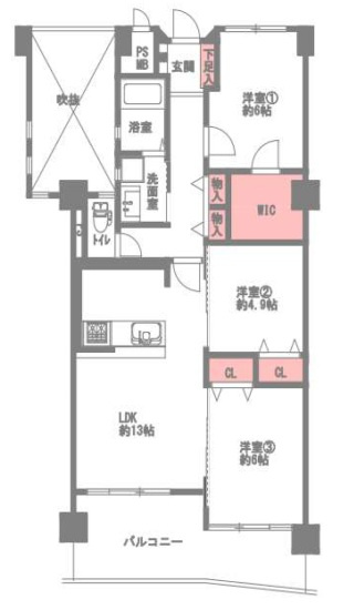 京橋南コーポ2号棟の間取り