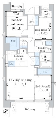 豊島区千川２丁目の賃貸マンションの間取り