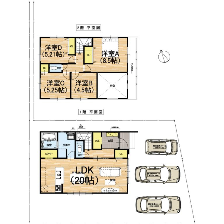 ◆河内長野市千代田南町　第1期　新築一戸建ての間取り|1号地