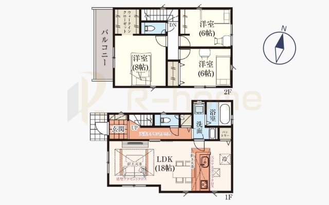 流山市向小金7期　新築戸建て　4号棟の間取り|3LDK＋WIC＋パントリー、土地面積105.83m2、建物面積92.73m2