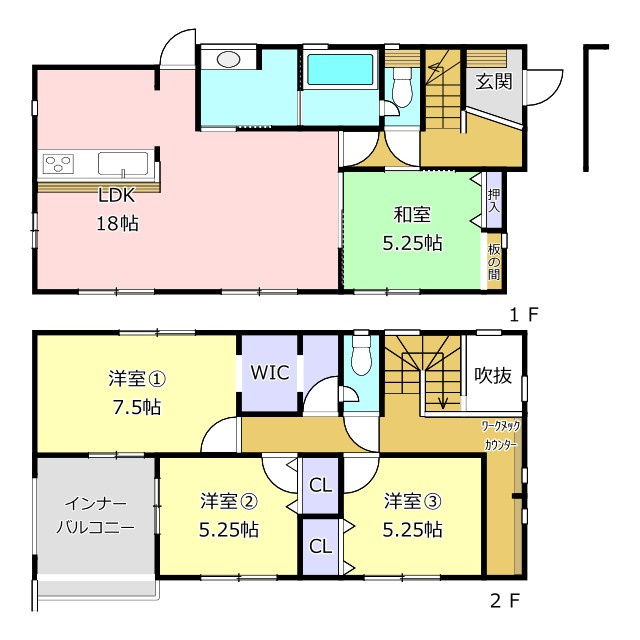 熊本市南区御幸笛田３丁目の新築一戸建の間取り