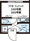新宿区大久保２丁目のアパートの間取り
