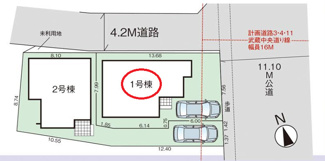 【区画図】 | 入間市扇町屋　全2棟　1号棟