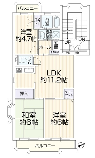 ラポール茅ヶ崎今宿の間取り|南東向き　２LDK