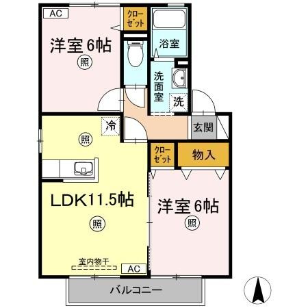 ボナール万々 B棟の間取り