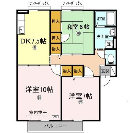 ファミール・ド・鹿児 B棟の間取り