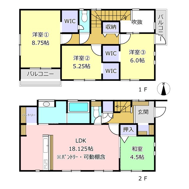 熊本市南区御幸笛田３丁目の新築一戸建の間取り