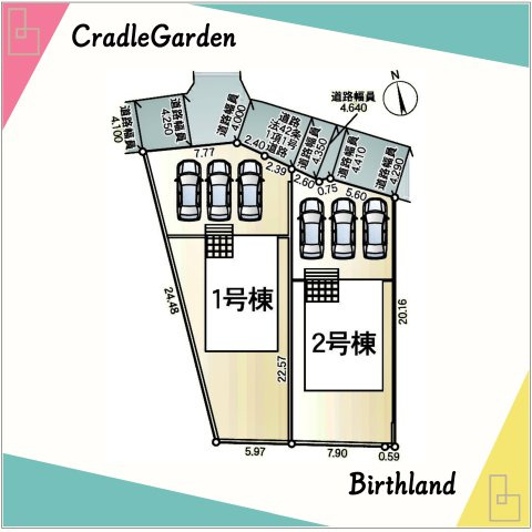 新築戸建・新築建売　玉村町川井第2　芝根小・南中の区画図|【1号棟】カースペース並列3台確保！
