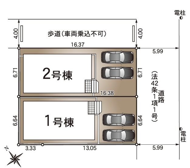 【間取り】 | 浜松市中央区高丘西3丁目 新築一戸建て 2号棟 | 2号棟の区画図です