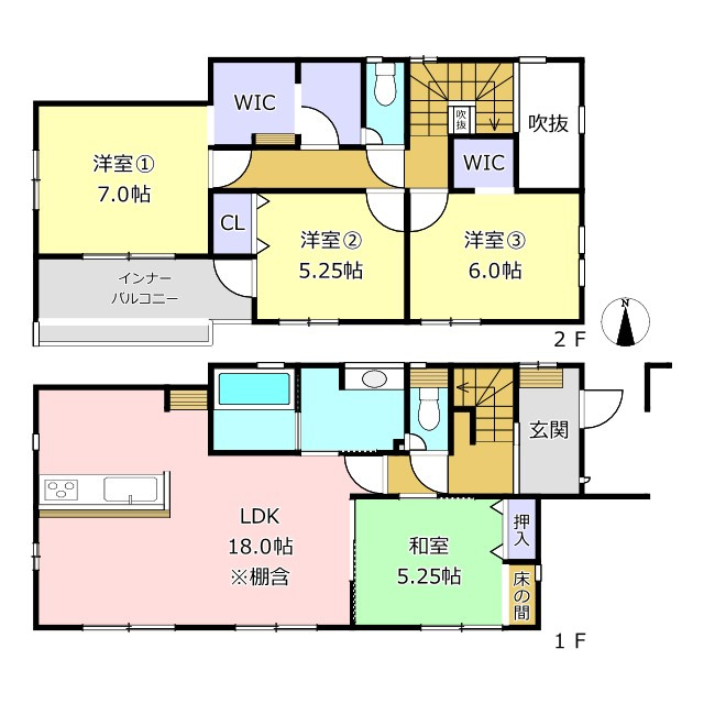 熊本市南区御幸笛田３丁目の新築一戸建の間取り