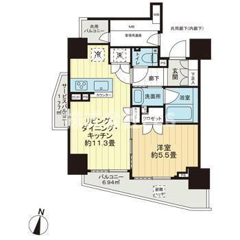 新宿区富久町の賃貸マンションの間取り