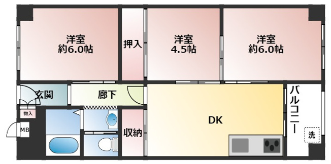 【間取り】 | 夢野ハイタウン1号棟
