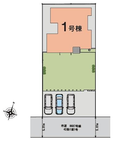 鹿嶋市平井東3丁目26-P1　新築戸建の区画図