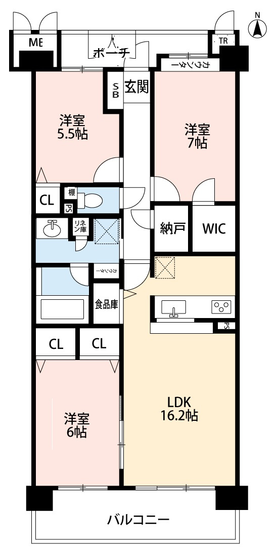 ランディア桃花台３番館　の間取り|◇2026年8月リフォーム済！
ウォークインクローゼット・納戸あり・収納たっぷり♪