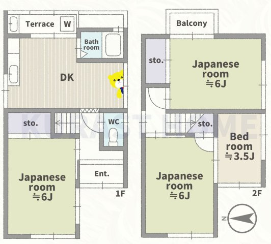 京都市南区久世中久世町2丁目　中古戸建の間取り