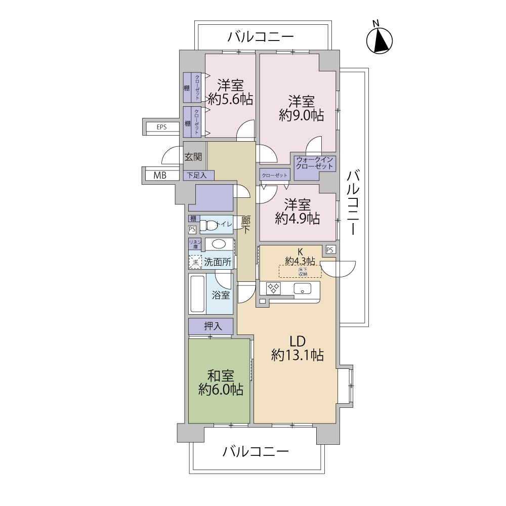2WAYキッチンや納戸があり、使いやすい便利な間取りです。