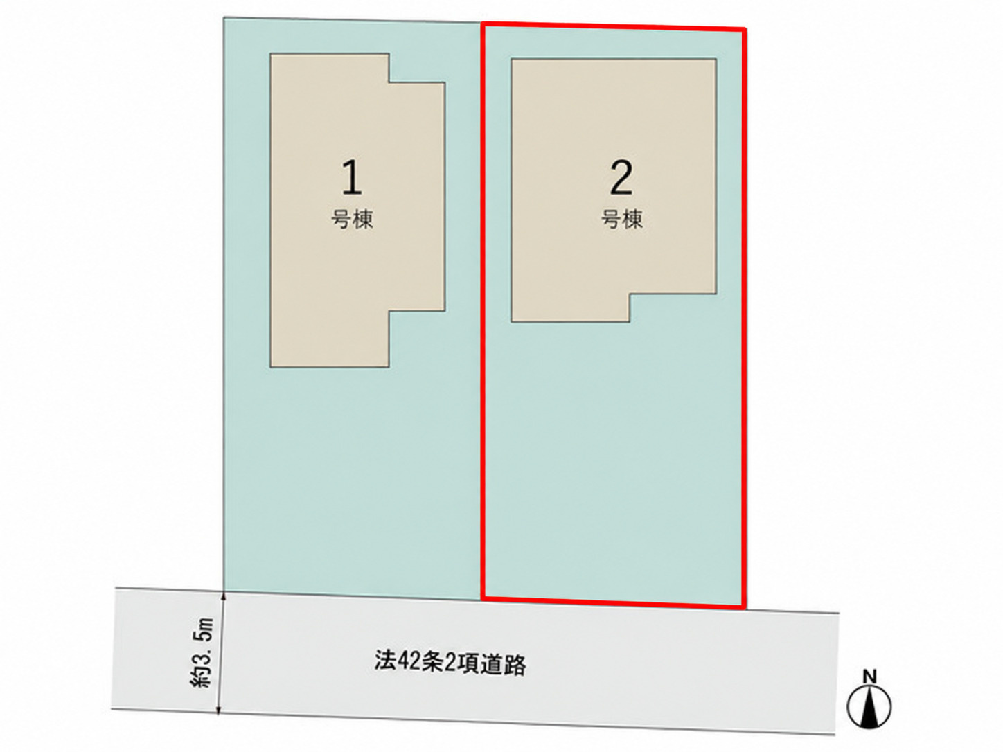 宇都宮市鶴田町第24　2号棟の区画図