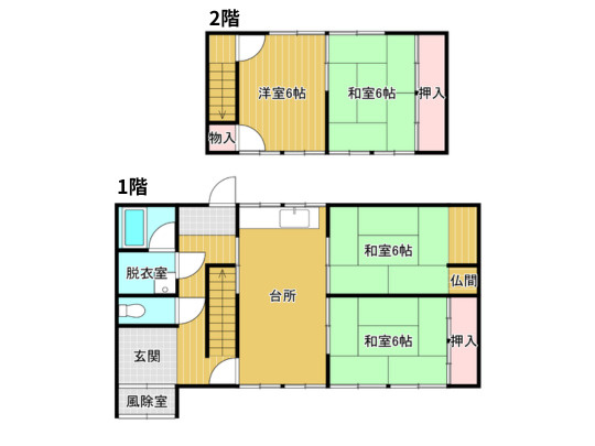 潟上市天王二田　中古の間取り