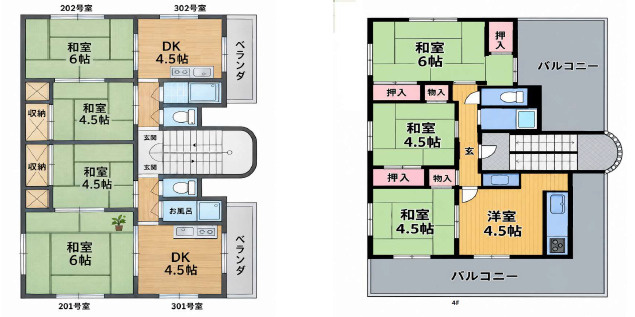 大阪市西成区　一棟収益マンションの間取り