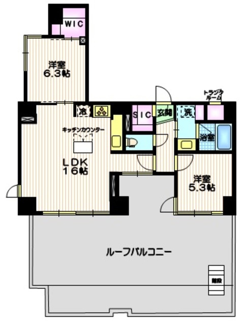 パルテメゾン中落合の間取り|★ルーフバルコニー付き・振分タイプの２ＬＤＫ♪充実した設備★