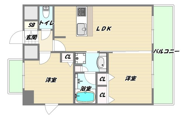 大阪市淀川区木川西２丁目の賃貸マンションの間取り