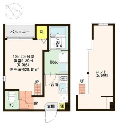 神戸市長田区大塚町４丁目のアパートの間取り