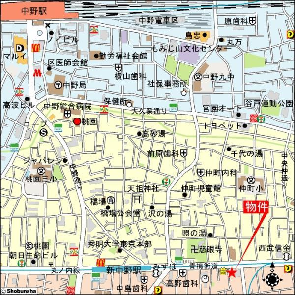 プリ・ヴェール新中野の地図