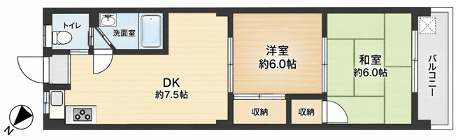 【間取り】 | 新城コーポ　武蔵新城駅3分/周辺商業施設充実/南西向きバルコニー