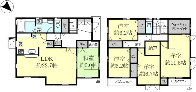 神戸市西区桜が丘中町６丁目戸建の間取り