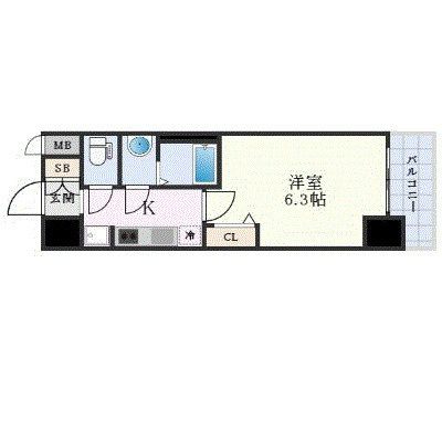 プレサンス谷町九丁目ディセオの間取り