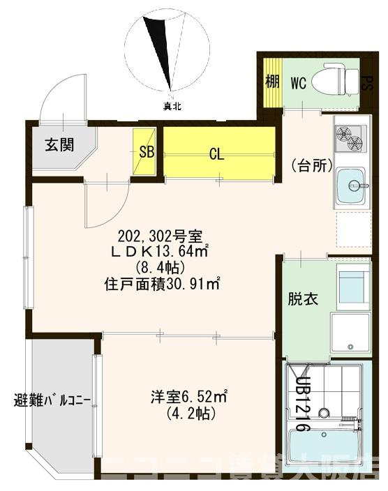 大阪市生野区林寺２丁目のアパートの間取り