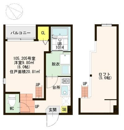 神戸市長田区大塚町４丁目のアパートの間取り